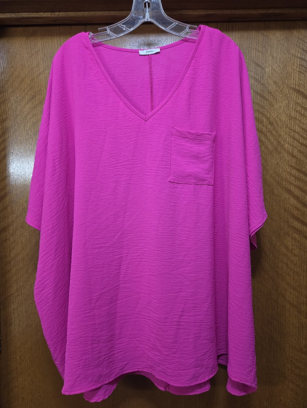 JODIFL Bright Pink Textured Loose Fit Short Sleeve Blouse Size 1X